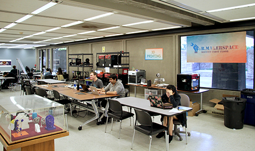 Makerspace is open for studying and tinkering. (Photo by Cade Johnson for the UC Berkeley Library)